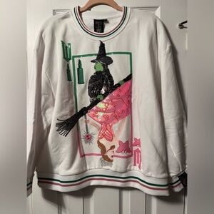 BNWT queen of sparkles Wicked - elphaba glinda Witch Graphic White Sweatshirt